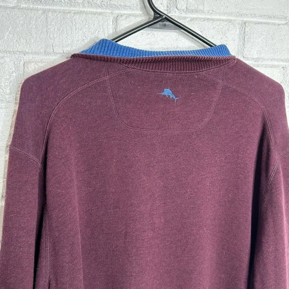 Tommy Bahama Flipshore Reversible Maroon and Blue Quarter Zip L/XL - Picture 4 of 6
